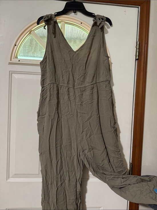 Cupshe Pants - Cupshe Olive Green Tie-Shoulder Maxi Jumpsuit
